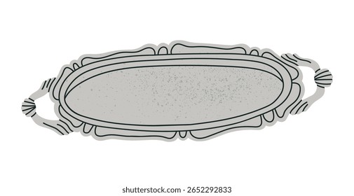 Vector illustration of vintage silver tray. Can be used in restaurant and kitchenware advertisements, antiques promotional materials, lifestyle blogs, prints, cards and invitation designs.