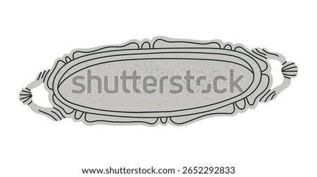 Vector illustration of vintage silver tray. Can be used in restaurant and kitchenware advertisements, antiques promotional materials, lifestyle blogs, prints, cards and invitation designs.
