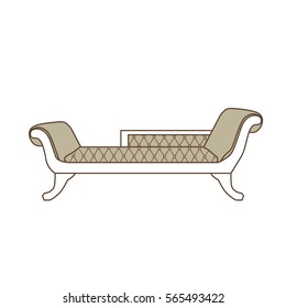 Vector illustration vintage sofa, divan or couch icon. Classic elegant furniture. Antique, retro furniture. 18th century style interior.
