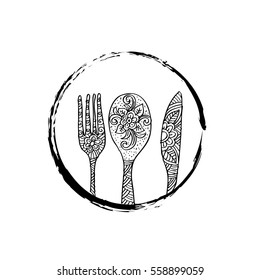 Vector illustration of vintage spoon fork and knife 