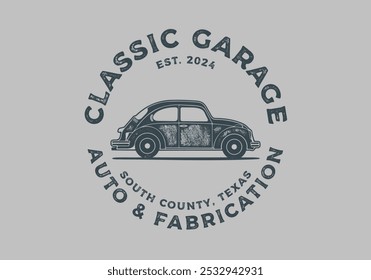 Ilustración vectorial de la ilustración del coche del deporte de Antiguas para el garaje clásico o el retro de encargo automotriz 