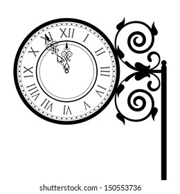 Vector illustration of vintage street clock