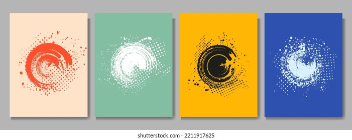 Vector Illustration. Vintage Style Background. Ink Brush Stroke Posters. Paint Splash Effect. Abstract Art Frames Collection. Design Elements For Poster, Cover, Magazine, Headline, Layout, Brochure