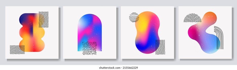 Vector illustration. Vintage style backgrounds. Boho wall art style. Geometric gradient color shapes on white paper. Design elements for web banner, social media template. Vintage style decoration