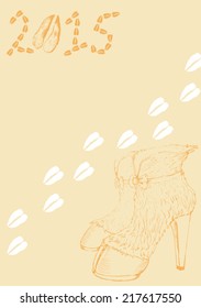 Vector illustration in vintage style. New 2015. Year of the goat. Fasion shoes.