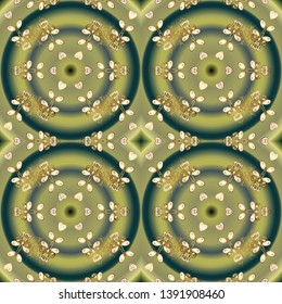 Vector illustration. In vintage style. Seamless. Illustration in green and neutral colors. Cute Look. Luxury Geometric Pattern.