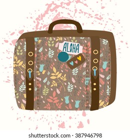 vector illustration. vintage suitcases.