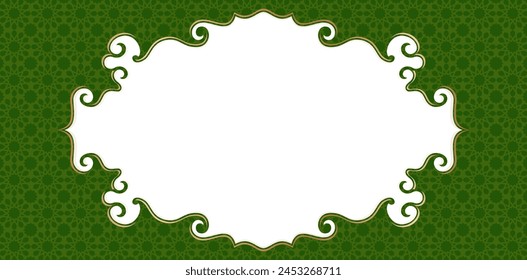 Vector illustration Vintage swirly frame on a green patterns backgrounds for screen printing, paper craft printable designs, wedding invitation cover, stationery design material printing papers