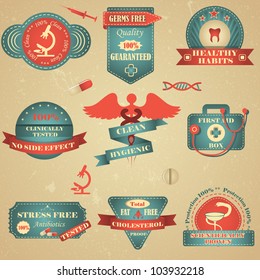 vector illustration of vintage tag for healthcare and medicine