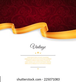 Vector illustration of Vintage template with gold ribbon