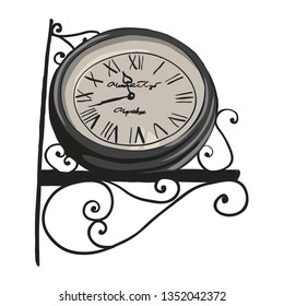Vector illustration of vintage town clock