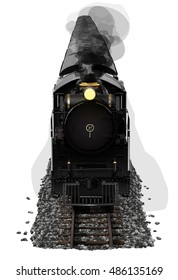 Vector Illustration : Vintage Train Old steam locomotive Pacific isolated on white background.