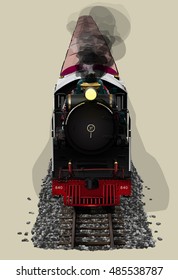 Vector Illustration : Vintage Train steam locomotive Pacific of Thailand.