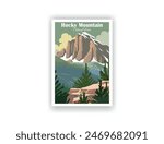 Vector illustration, vintage travel poster, High quality prints, Rocky Mountain National park