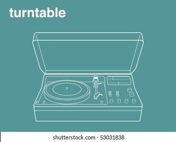 Vector illustration of a vintage turntable
