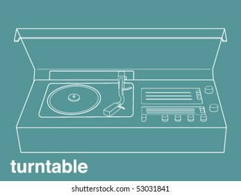 Vector illustration of a vintage turntable