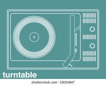 Vector illustration of a vintage turntable