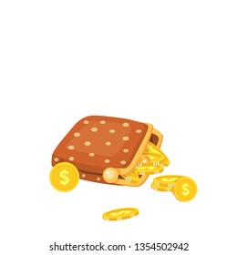 vector illustration with vintage wallet