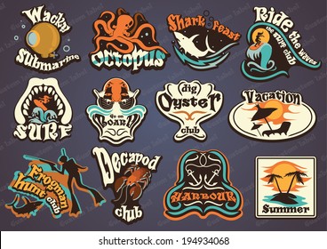 Vector illustration of vintage water sports labels