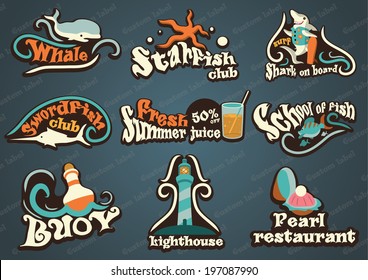 Vector illustration of vintage water sports labels