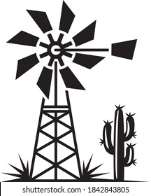Vector illustration of the vintage windmill