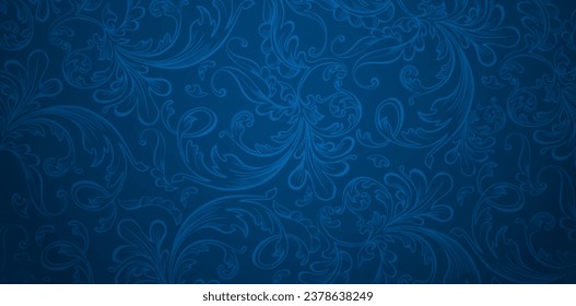 Vector Illustration Vintages ornamental Seamless floral pattern on a blue background for seamless textile wallpaper, books covers, Digital interfaces, prints design templates material cards invitation