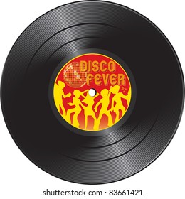 Vector illustration for Vinyl record with disco fever isolated on a white background