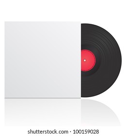 Vector illustration of vinyl record in envelope with space for your text