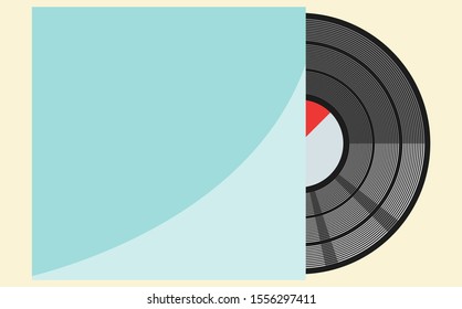 Vector illustration of a vinyl record inside an album cover.