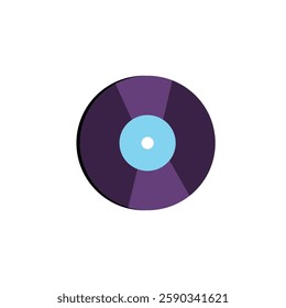 Vector illustration of vinyl record, retro music equipment. Vintage audio playback device. Old compact disc. Flat cartoon style. Isolated background. Minimalism. Sticker.