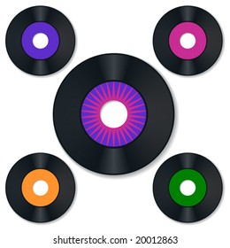 Vector illustration of vinyl records isolated on white