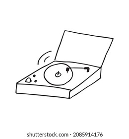 vector illustration of vinyl turntable doodle