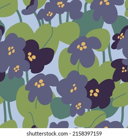 Ilustración vectorial con flores de viola. Floral. Patrón sin foco. Fondo de flores para el embalaje de cosméticos