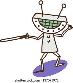 Vector illustration of a violent robot