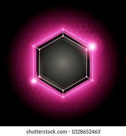Vektorgrafik violett abstrakte moderne Metall Cyber-Technologie Hintergrund mit Poly-Hexagon-Muster und blaues Licht