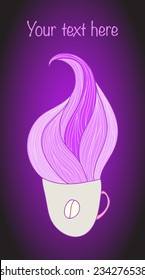Vector illustration violet cup of coffee