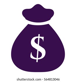 Vektorgrafik mit dem Symbol für die violette Dollar-Tasche
