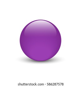 Vector illustration of violet glass button for icon with shadow