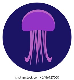 Vector illustration of violet jellyfish