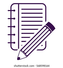 Vector Illustration of Violet Pad with Pen Icon
