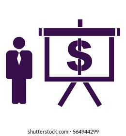 Vector Illustration with Violet Person vs Dollar Icon
