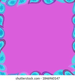 Vector illustration. Illustration in violet, purple and blue colors. Seamless pattern. Doodle frame.