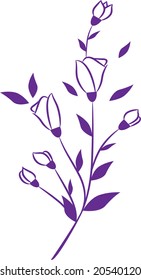 Vector illustration of violet silhouette of a flower branch structure over a white background