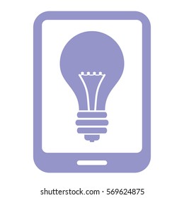 Vector Illustration of Violet Tablet with Bulb Icon
