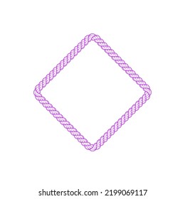 Vector Illustration Of Violet Tilted Square Rope On A White Background. Clipart Of Purple Tilt Square Lasso Frame.