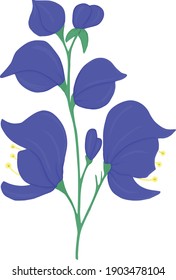 Vector illustration of violetflowers isolated on white background.