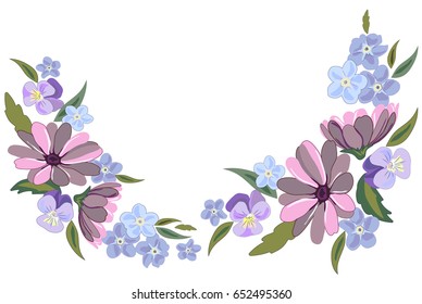 Vector illustration of violets and nots flowers 