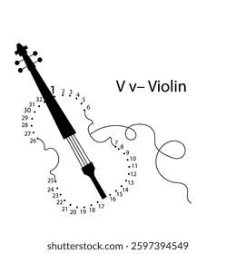 vector illustration of a violin ABC Connect the Dots Coloring Pages  Fun Educational Printable Activity for Kids