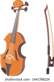 Vector illustration of a violin or alto. Warm colors