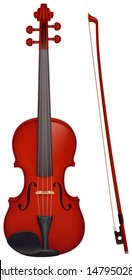 Vector illustration - vector violin with the fiddle stick. Created with gradient mesh.